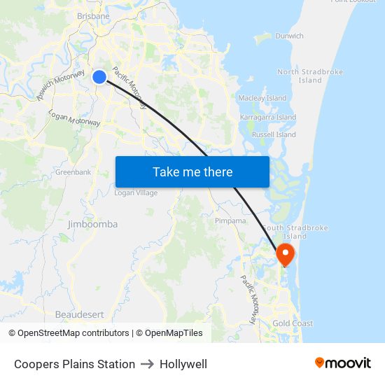 Coopers Plains Station to Hollywell map