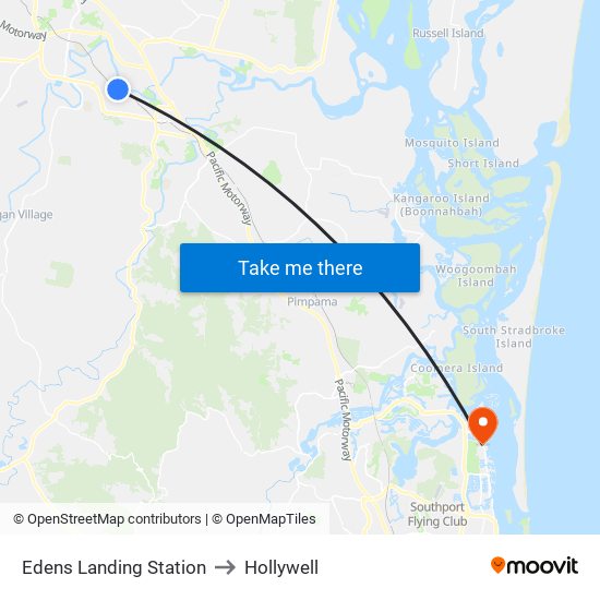 Edens Landing Station to Hollywell map