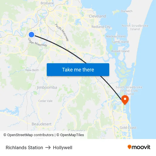 Richlands Station to Hollywell map