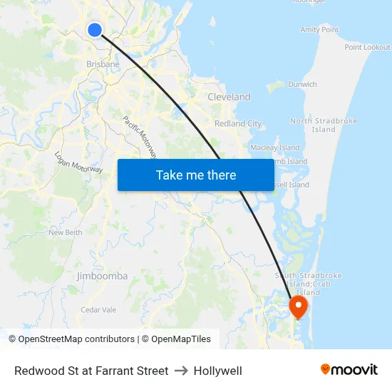 Redwood St at Farrant Street to Hollywell map