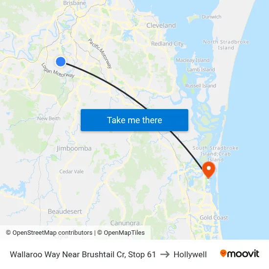 Wallaroo Way Near Brushtail Cr, Stop 61 to Hollywell map