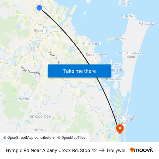 Gympie Rd Near Albany Creek Rd, Stop 42 to Hollywell map