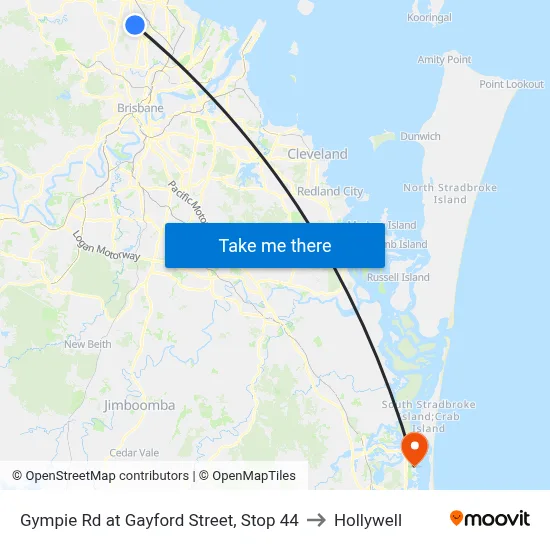 Gympie Rd at Gayford Street, Stop 44 to Hollywell map