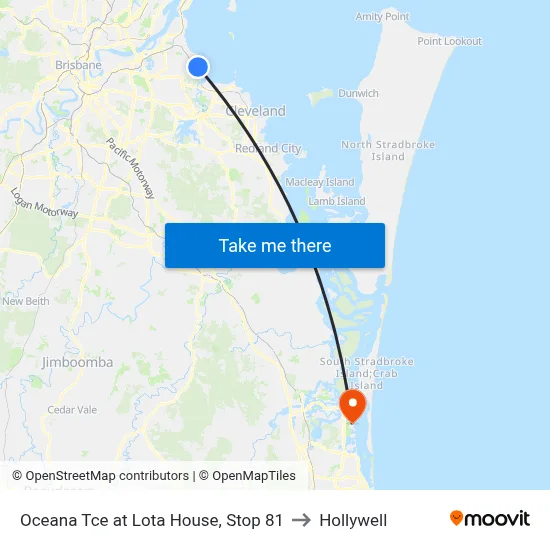 Oceana Tce at Lota House, Stop 81 to Hollywell map