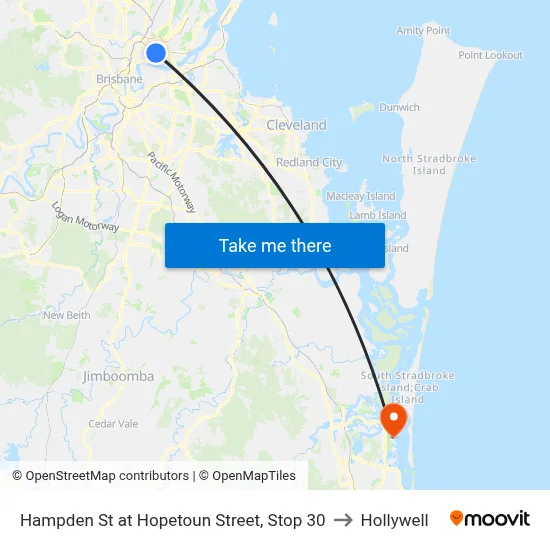 Hampden St at Hopetoun Street, Stop 30 to Hollywell map