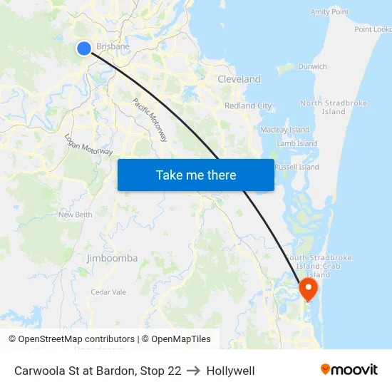 Carwoola St at Bardon, Stop 22 to Hollywell map