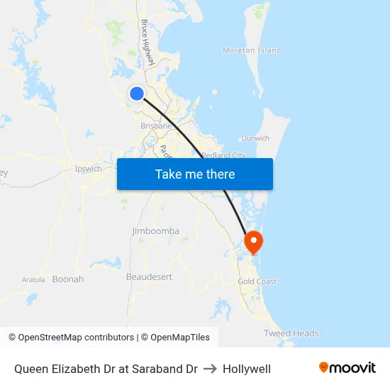 Queen Elizabeth Dr at Saraband Dr to Hollywell map