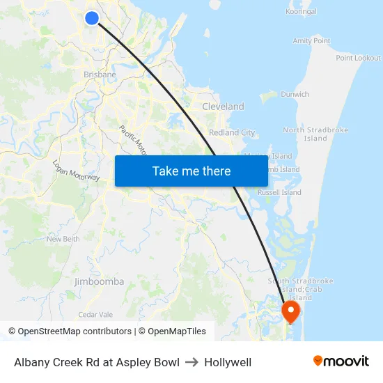 Albany Creek Rd at Aspley Bowl to Hollywell map