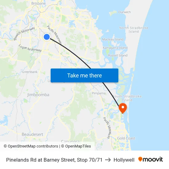 Pinelands Rd at Barney Street, Stop 70/71 to Hollywell map