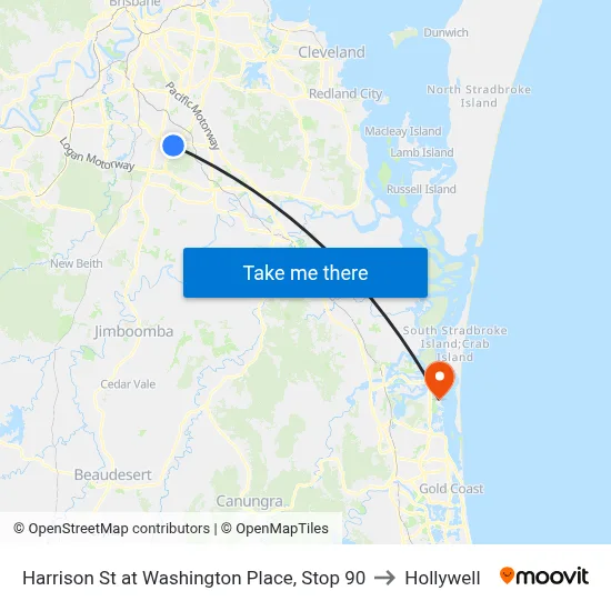 Harrison St at Washington Place, Stop 90 to Hollywell map