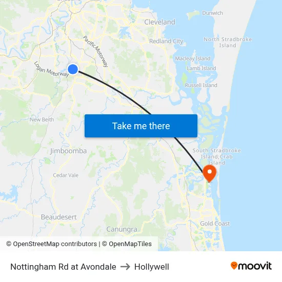 Nottingham Rd at Avondale to Hollywell map