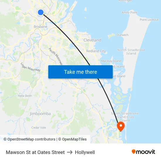 Mawson St at Oates Street to Hollywell map