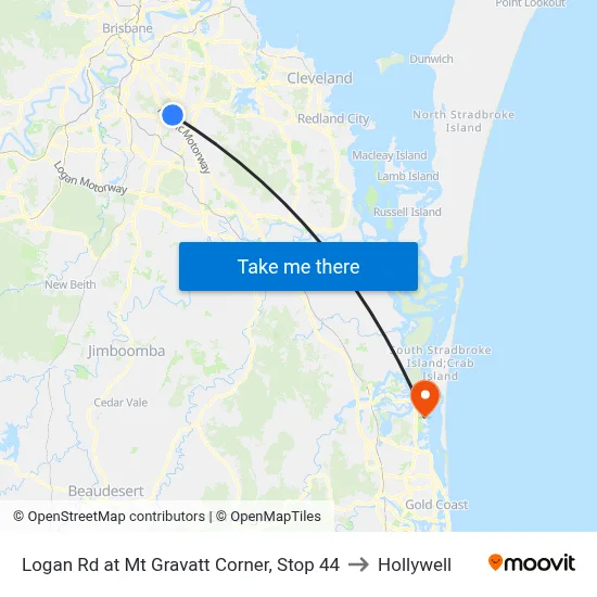 Logan Rd at Mt Gravatt Corner, Stop 44 to Hollywell map
