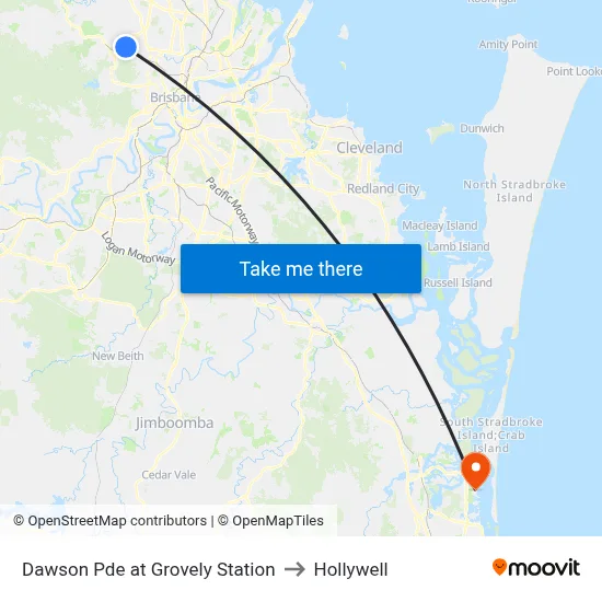 Dawson Pde at Grovely Station to Hollywell map