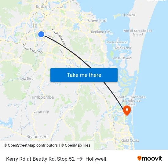Kerry Rd at Beatty Rd, Stop 52 to Hollywell map
