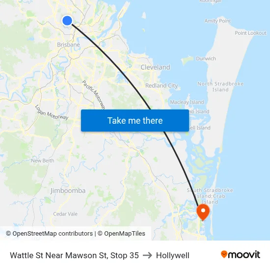 Wattle St Near Mawson St, Stop 35 to Hollywell map