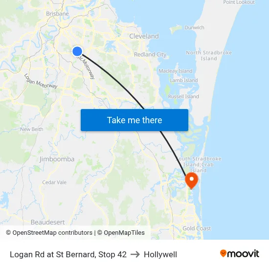 Logan Rd at St Bernard, Stop 42 to Hollywell map