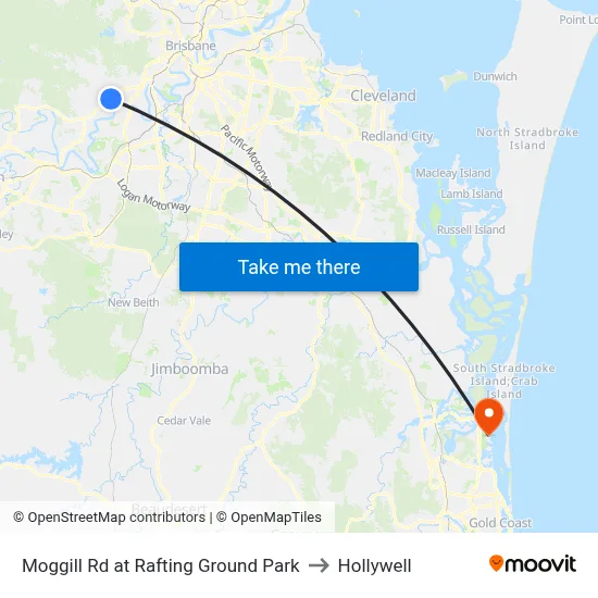 Moggill Rd at Rafting Ground Park to Hollywell map