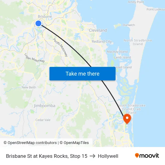 Brisbane St at Kayes Rocks, Stop 15 to Hollywell map