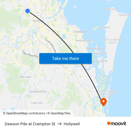 Dawson Pde at Crampton St to Hollywell map