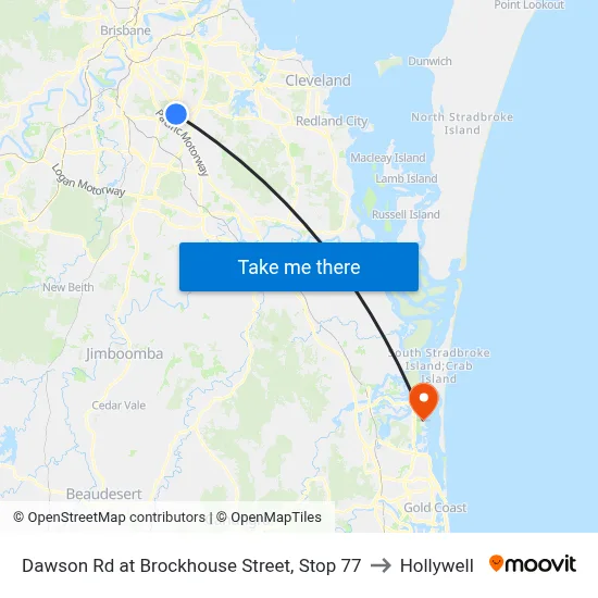 Dawson Rd at Brockhouse Street, Stop 77 to Hollywell map