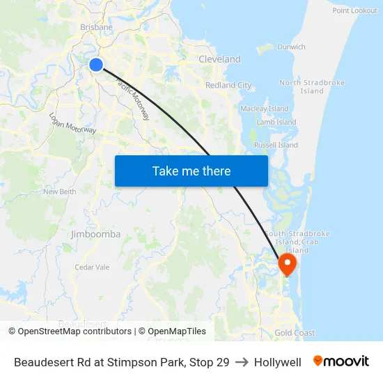 Beaudesert Rd at Stimpson Park, Stop 29 to Hollywell map