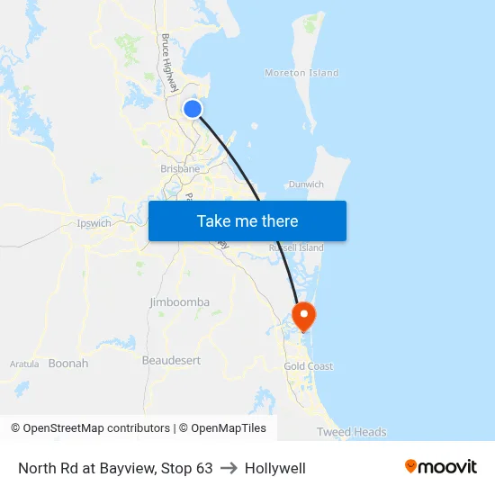 North Rd at Bayview, Stop 63 to Hollywell map