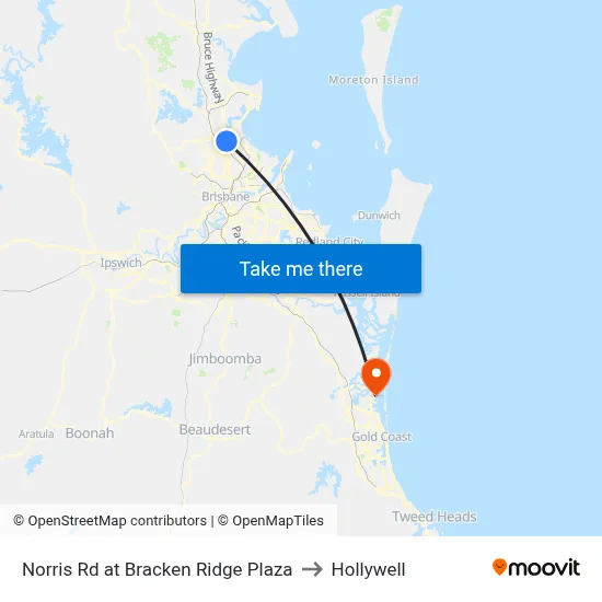 Norris Rd at Bracken Ridge Plaza to Hollywell map