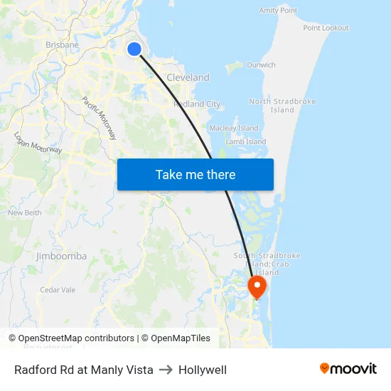 Radford Rd at Manly Vista to Hollywell map