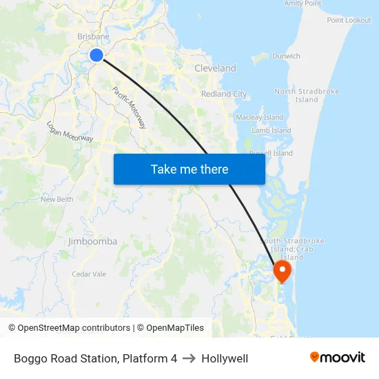 Boggo Road Station, Platform 4 to Hollywell map