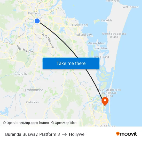 Buranda Busway, Platform 3 to Hollywell map