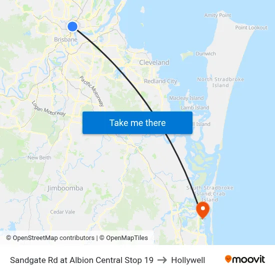 Sandgate Rd at Albion Central Stop 19 to Hollywell map