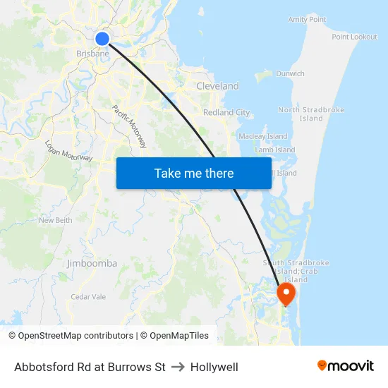 Abbotsford Rd at Burrows St to Hollywell map