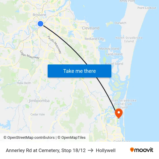 Annerley Rd at Cemetery, Stop 18/12 to Hollywell map