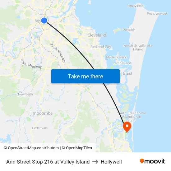 Ann Street Stop 216 at Valley Island to Hollywell map