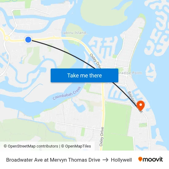 Broadwater Ave at Mervyn Thomas Drive to Hollywell map