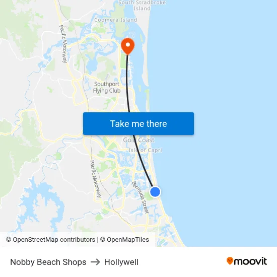 Nobby Beach Shops to Hollywell map