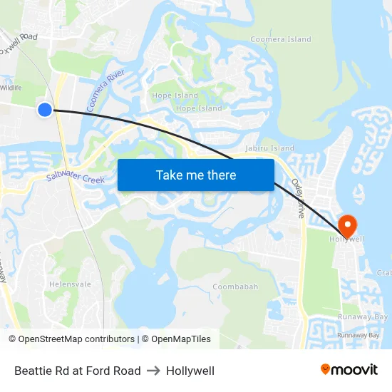 Beattie Rd at Ford Road to Hollywell map