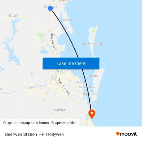 Beerwah Station to Hollywell map