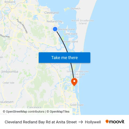 Cleveland Redland Bay Rd at Anita Street to Hollywell map