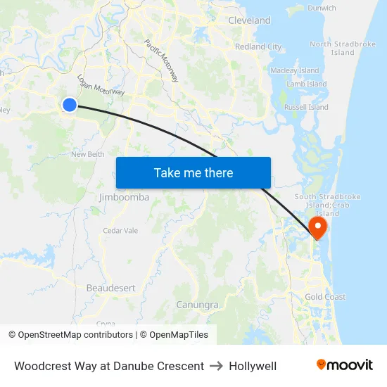 Woodcrest Way at Danube Crescent to Hollywell map