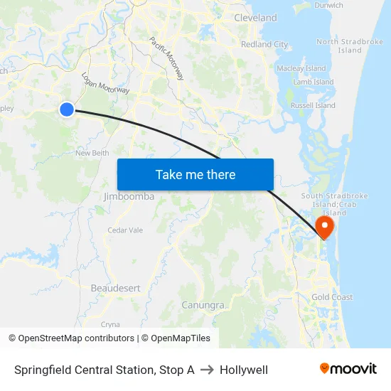 Springfield Central Station, Stop A to Hollywell map
