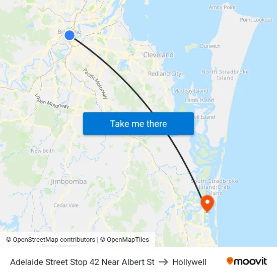 Adelaide Street Stop 42 Near Albert St to Hollywell map