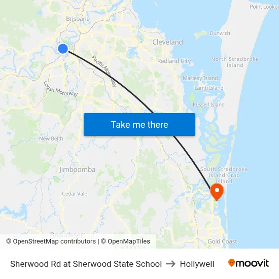 Sherwood Rd at Sherwood State School to Hollywell map