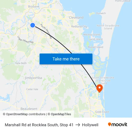 Marshall Rd at Rocklea South, Stop 41 to Hollywell map