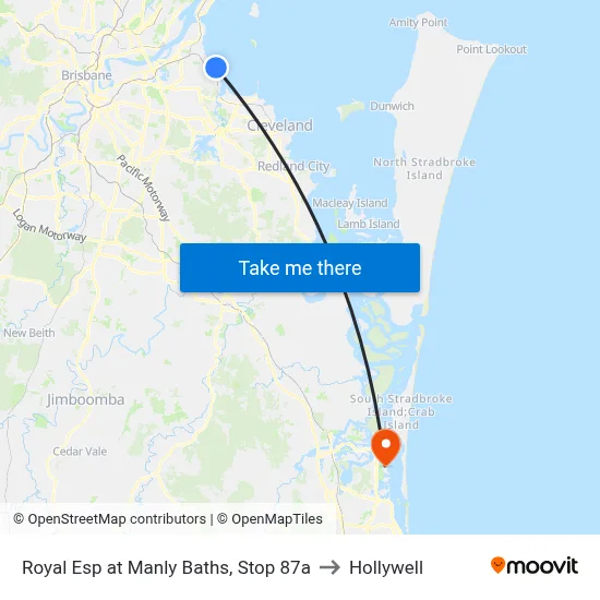 Royal Esp at Manly Baths, Stop 87a to Hollywell map