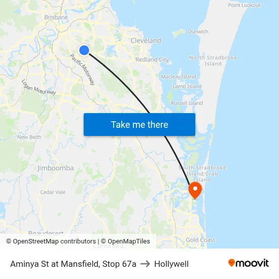 Aminya St at Mansfield, Stop 67a to Hollywell map
