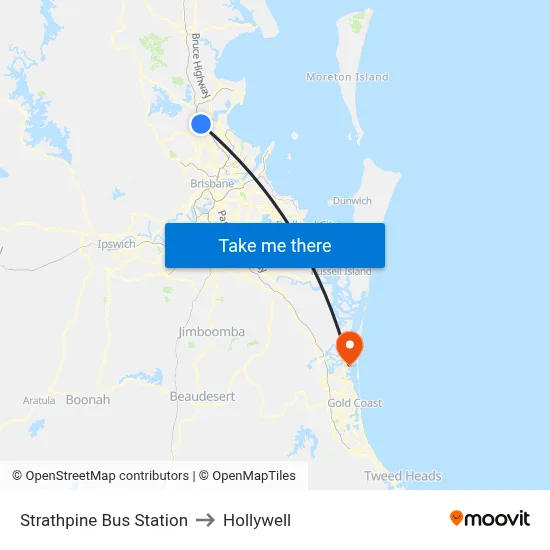 Strathpine Bus Station to Hollywell map
