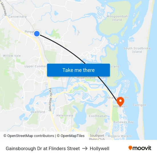 Gainsborough Dr at Flinders Street to Hollywell map
