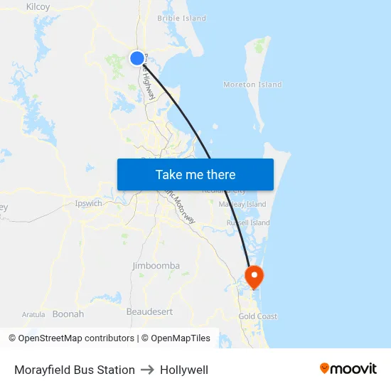 Morayfield Bus Station to Hollywell map